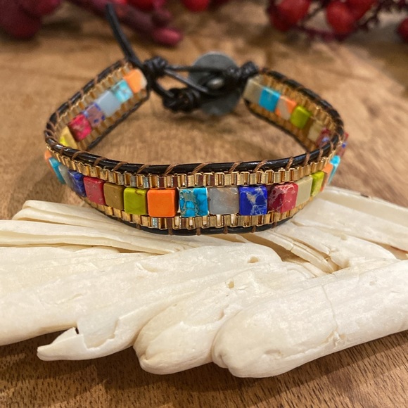 Modern Boho Natural Stone Bracelet - Picture 6 of 7